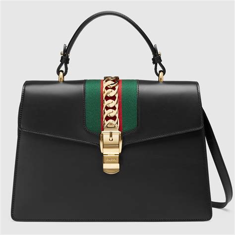 Gucci Sylvie Top Handle Bag Leather Medium 